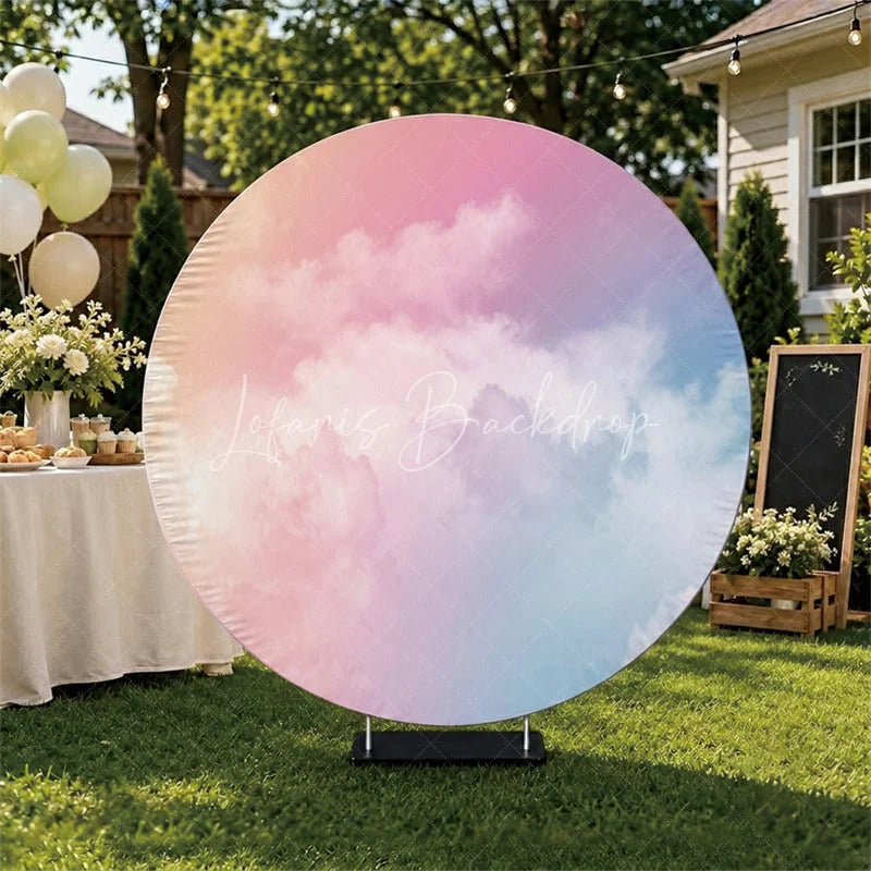 Lofaris Dreamy Pastel Cloud Gradient Round Backdrop Ethereal Pink Purple Blue Sky Photography Background