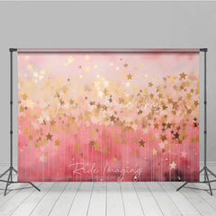 Lofaris Dreamy Pink and Gold Falling Stars Photography Backdrop Elegant Magical Celebration Party Decor for Girls