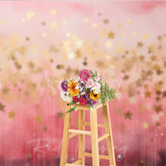 Lofaris Dreamy Pink and Gold Falling Stars Photography Backdrop Elegant Magical Celebration Party Decor for Girls