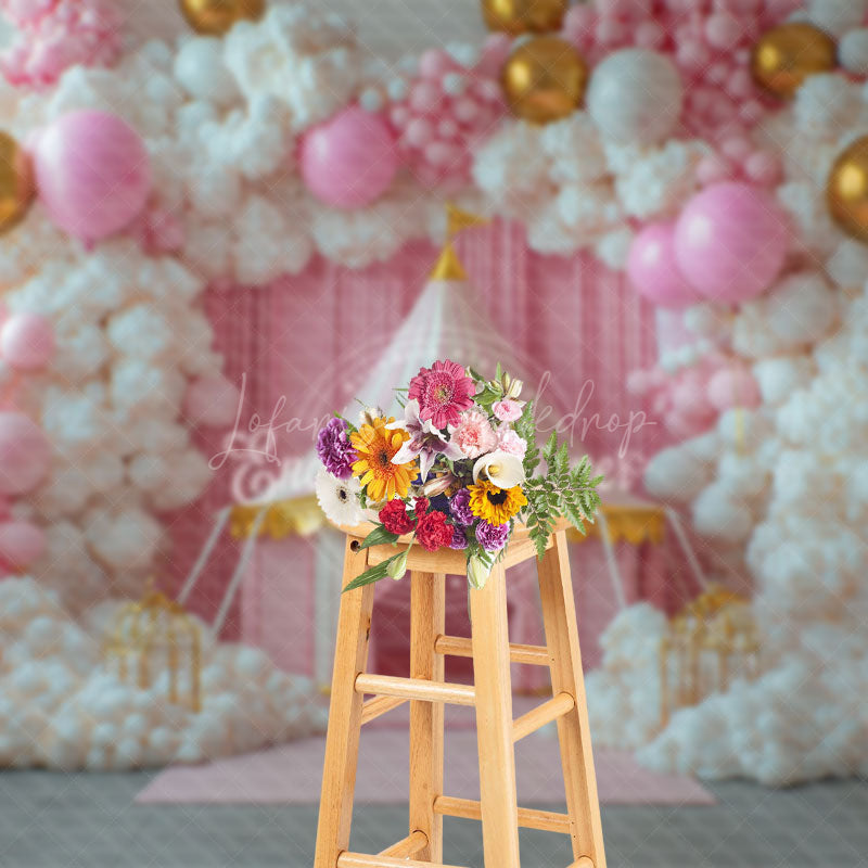 Lofaris Dreamy Pink Circus Tent Birthday Photography Backdrop