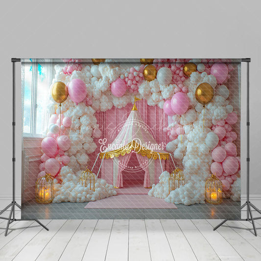 Lofaris Dreamy Pink Circus Tent Birthday Photography Backdrop