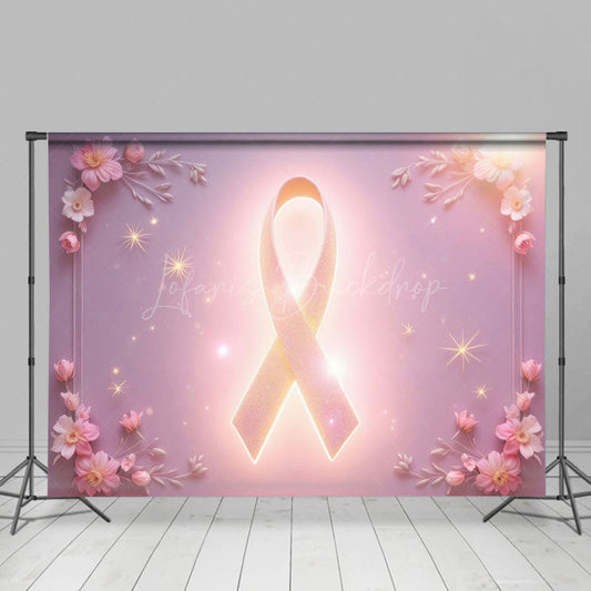 Lofaris Dreamy Pink Ribbon Flower Stars On Gradient Backdrop