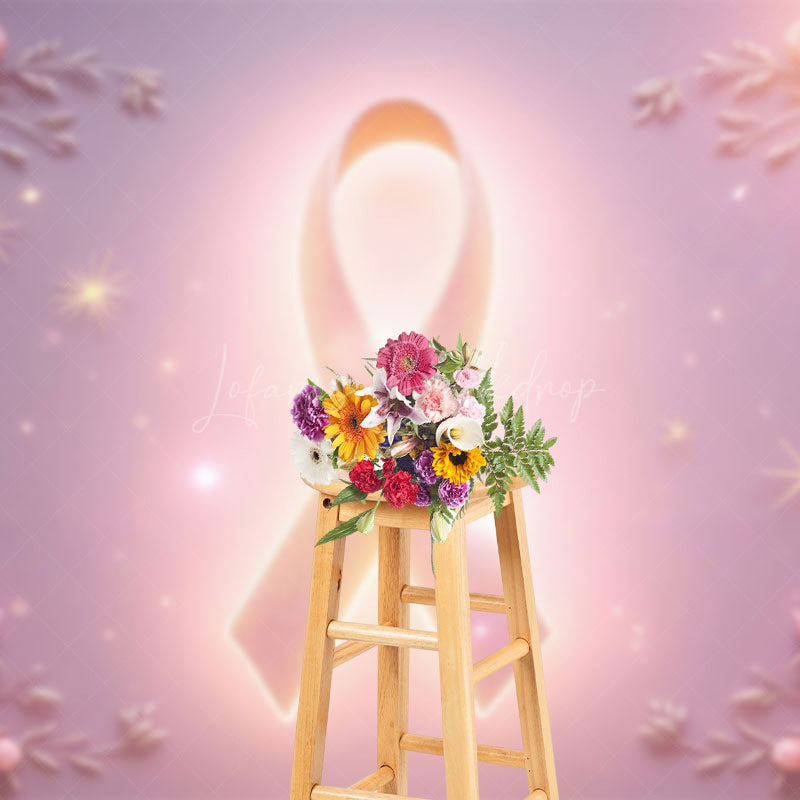 Lofaris Dreamy Pink Ribbon Flower Stars On Gradient Backdrop