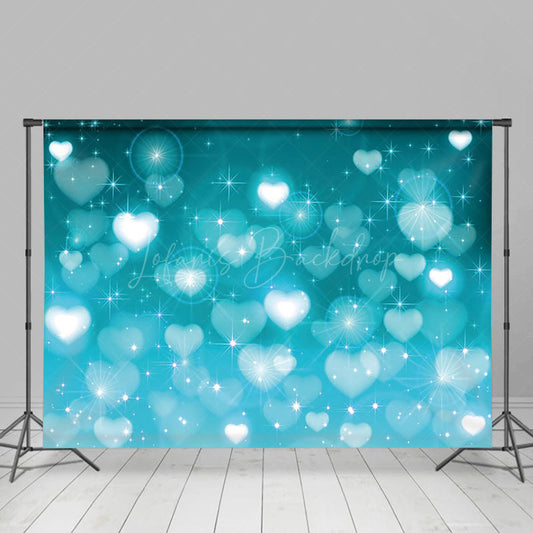 Lofaris Dreamy Soft Blue Heart Sweet Lovely Holiday Backdrop
