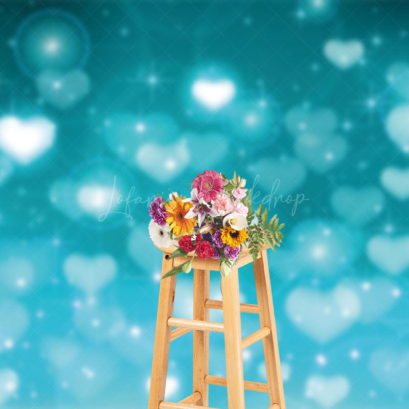 Lofaris Dreamy Soft Blue Heart Sweet Lovely Holiday Backdrop