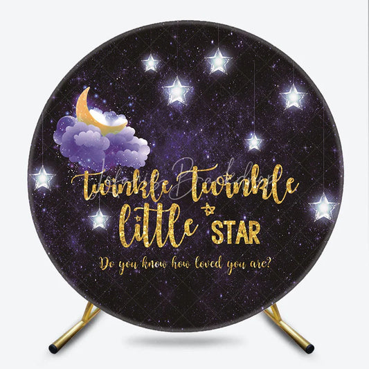 Lofaris Dreamy Twinkle Little Star Round Backdrop with Moon and Stars Purple Night Sky Baby Shower Birthday Party Decor