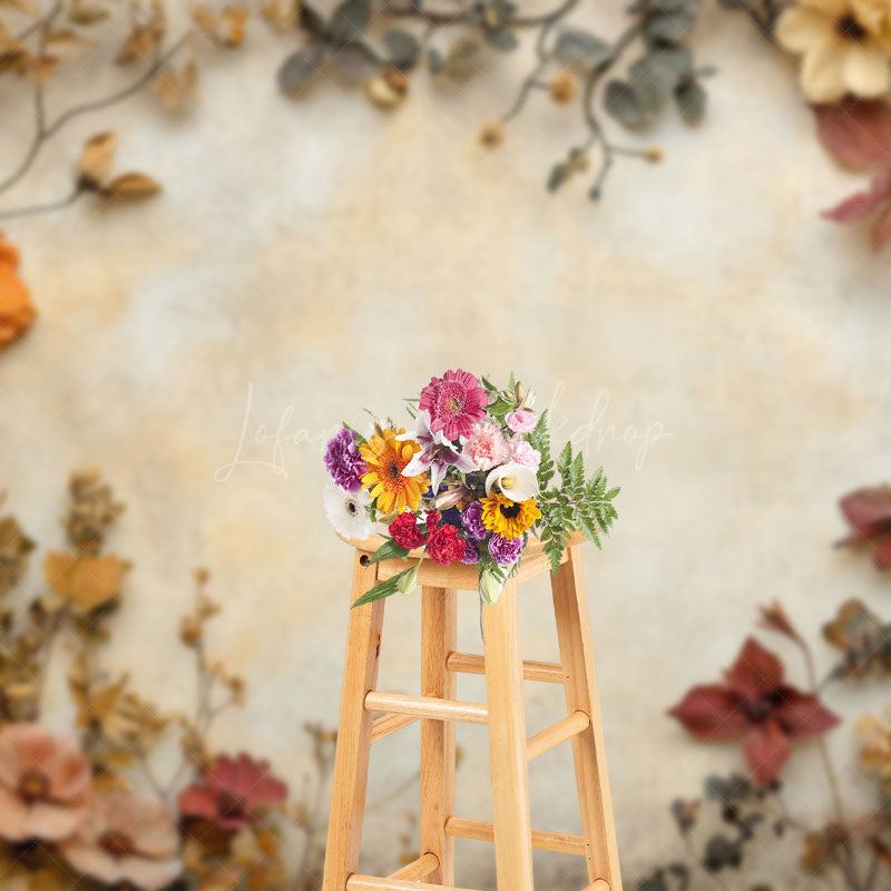Lofaris Dried Flower Beige Retro Wall Backdrop For Photo
