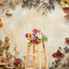 Lofaris Dried Flower Beige Retro Wall Backdrop For Photo