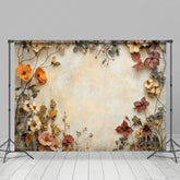 Lofaris Dried Flower Beige Retro Wall Backdrop For Photo
