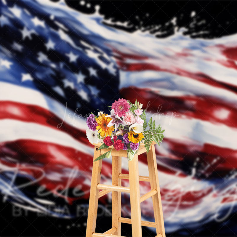 Lofaris Dripping American Flag Independence Day Photo Backdrop