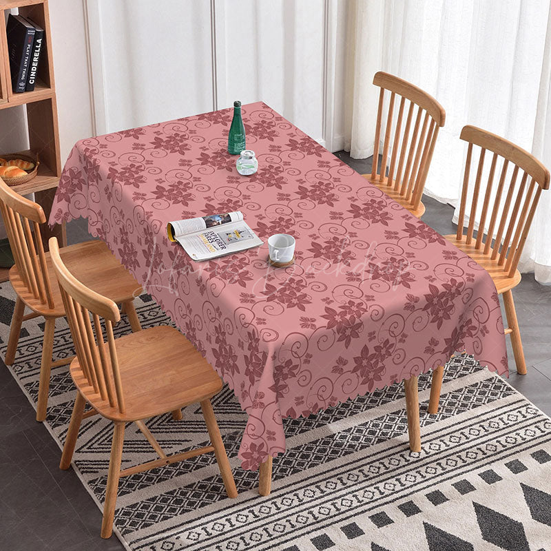 Lofaris Dusty Pink Floral Pattern Rectangle Tablecloth