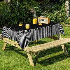Lofaris Dynamic Black And White Waves Rectangle Tablecloth