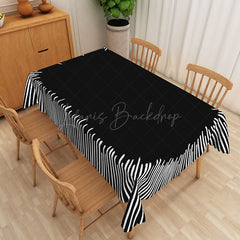 Lofaris Dynamic Black And White Waves Rectangle Tablecloth