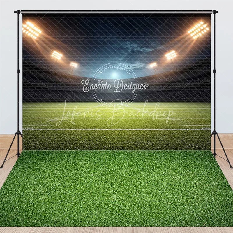 Lofaris Dynamic Football Stadium Night Scene with Spotlights Combo Set Backdrop Green Field Sports Game Party Decor