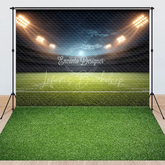 Lofaris Dynamic Football Stadium Night Scene with Spotlights Combo Set Backdrop Green Field Sports Game Party Decor