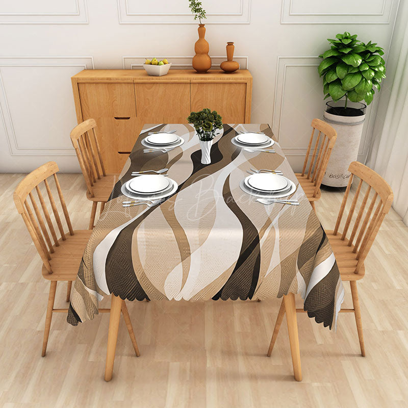 Lofaris Dynamic Multi Color Striped Wave Pattern Tablecloth