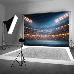 Lofaris Dynamic Night Stadium Sports Backdrop with Bright Floodlights and String Lights Perfect for Game Party