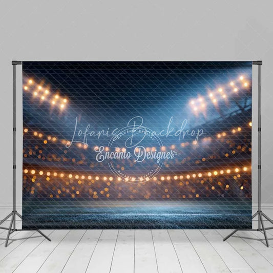 Lofaris Dynamic Night Stadium Sports Backdrop with Bright Floodlights and String Lights Perfect for Game Party