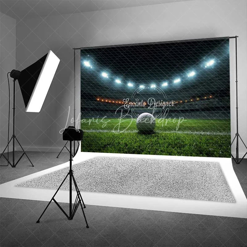 Lofaris Dynamic Soccer Stadium Night Game Backdrop Bright Field Lights Sports Photography Birthday Party Decor