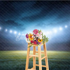 Lofaris Dynamic Sports Stadium Photography Backdrop Bright Lights Green Field Night Sky Background for Events