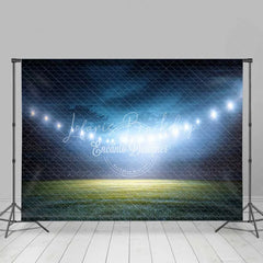 Lofaris Dynamic Sports Stadium Photography Backdrop Bright Lights Green Field Night Sky Background for Events