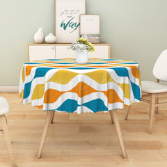 Lofaris Dynamic Yellow Blue Trim Modern Rectangle Tablecloth