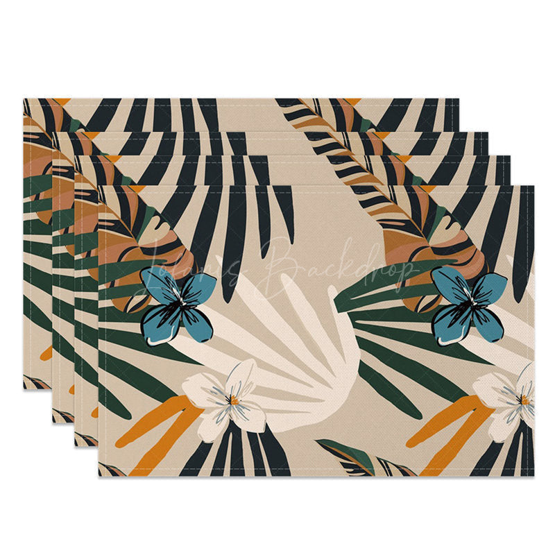 Lofaris Earth Abstract Foliage Wall Art Set of 4 Placemats