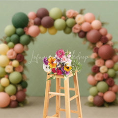 Lofaris Earth Tone Balloon Arch Photography Backdrop with Roses Boho Floral Decor for Wedding Bridal or Baby Shower