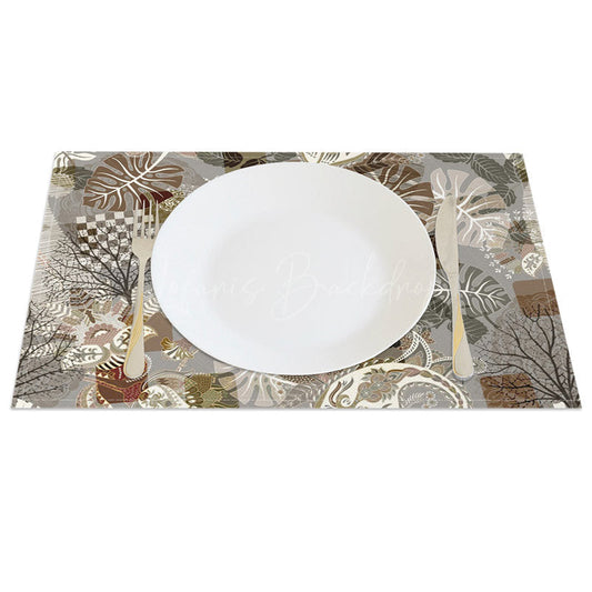 Lofaris Earth Tone Boho Tropical Leaf Set of 4 Placemats