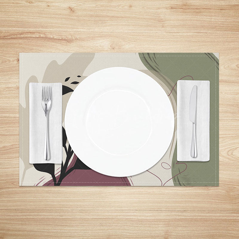 Lofaris Earth Tone Landscape Painting Placemats Set of 4 Abstract Mountain Art for Rustic Dining Table Decor