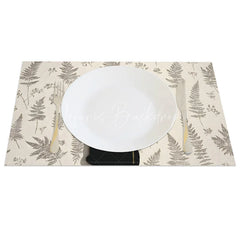 Lofaris Easter Black Bunny Set of 4 Placemats Grey Fern Silhouette Rabbit Linen Table Mats for Spring