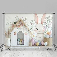 Lofaris Easter Bunny Room Set Backdrop Spring Flowers Rabbit House Photography Background Kids Holiday Photo Prop