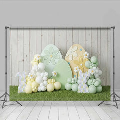 Lofaris Easter Decoration Backdrop Daisy Pattern Eggs Balloon Clouds Photography Background Spring Party