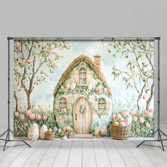 Lofaris Easter Fairy House Room Set Backdrop Spring Garden Eggs Photography Background Watercolor Nature Studio Prop