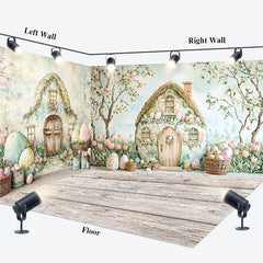 Lofaris Easter Fairy House Room Set Backdrop Spring Garden Eggs Photography Background Watercolor Nature Studio Prop