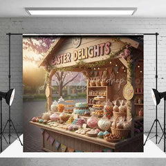 Lofaris Easter Market Stand Backdrop Spring Delights Stall Background Outdoor Floral Sweet Treat Birthday Party Photo Prop