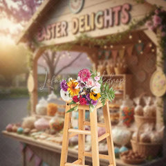 Lofaris Easter Market Stand Backdrop Spring Delights Stall Background Outdoor Floral Sweet Treat Birthday Party Photo Prop