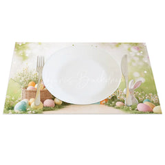 Lofaris Easter Set of 4 Placemats Fantasy Carrot House White Bunny Basket Eggs Garden Dining Table Mats