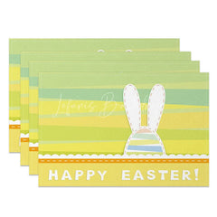 Lofaris Easter Set of 4 Placemats Yellow Green Stripes Bunny Ears Happy Spring Dining Table Mats