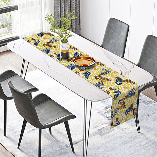 Lofaris Eclectic Modern Table Runner with Leopard Print Planets and Leaves for Maximalist Dining Room Decor