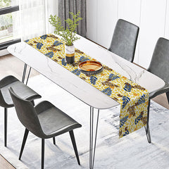 Lofaris Eclectic Modern Table Runner with Leopard Print Planets and Leaves for Maximalist Dining Room Decor