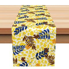 Lofaris Eclectic Modern Table Runner with Leopard Print Planets and Leaves for Maximalist Dining Room Decor