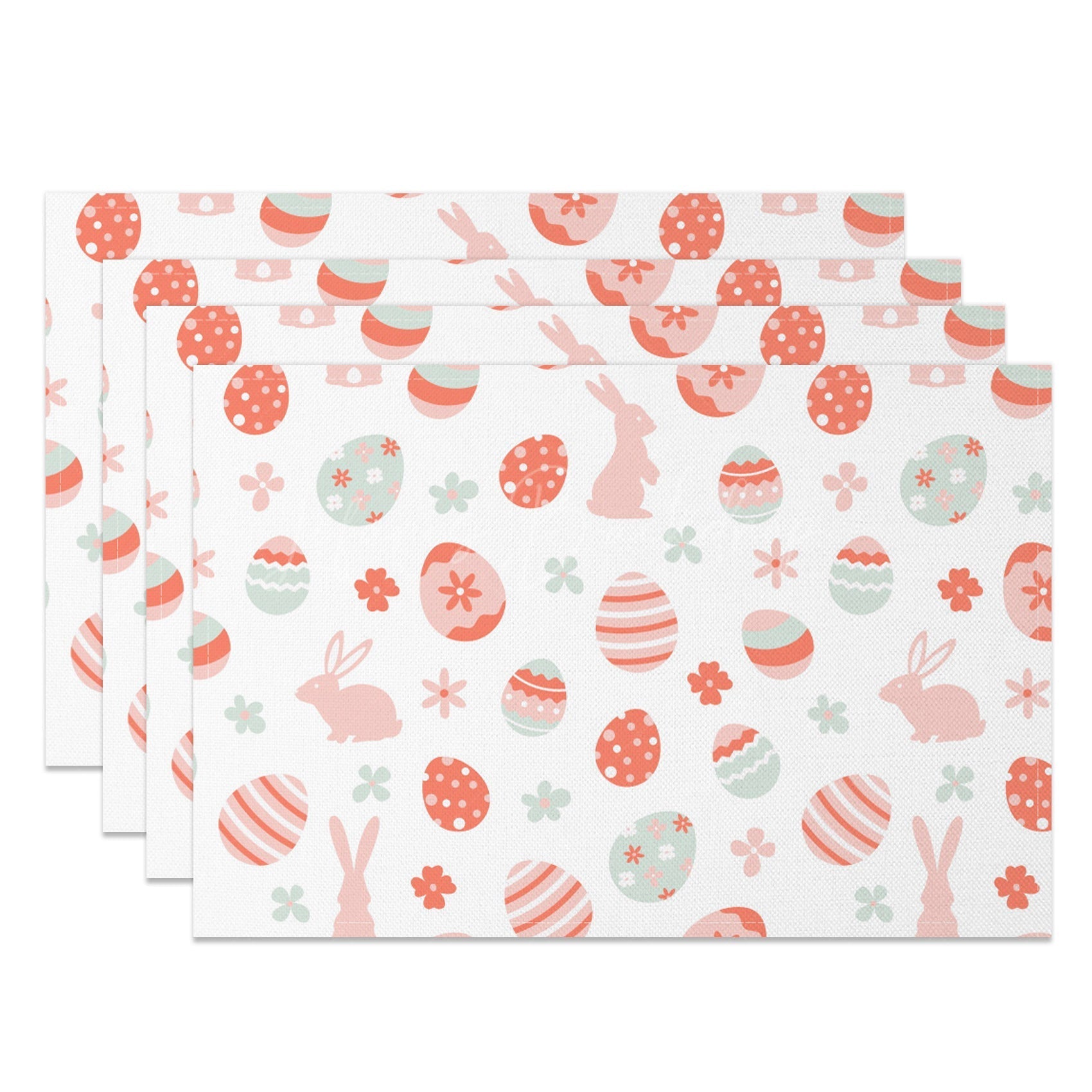 Lofaris Eggs Bunny Floral Pattern Easter Set Of 4 Placemats