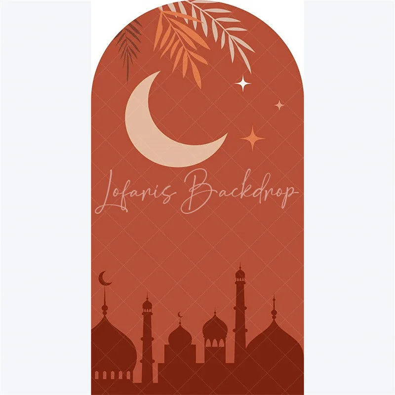 Lofaris Eid Mubarak Crescent Moon Arch Backdrop Islamic Star and Lantern Holiday Ramadan al-Fitr Festival Photo Booth Decor