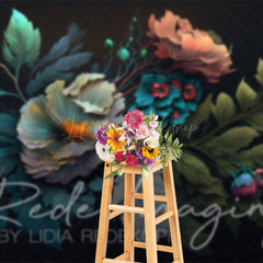 Lofaris Eleagnt Teal Abstract Spring Floral Photo Backdrop