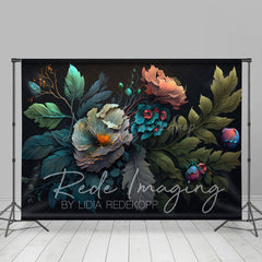 Lofaris Eleagnt Teal Abstract Spring Floral Photo Backdrop