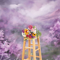 Lofaris Elegant Abstract Purple Florals Photography Backdrop