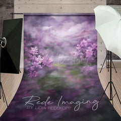 Lofaris Elegant Abstract Purple Florals Sweep Photo Backdrop