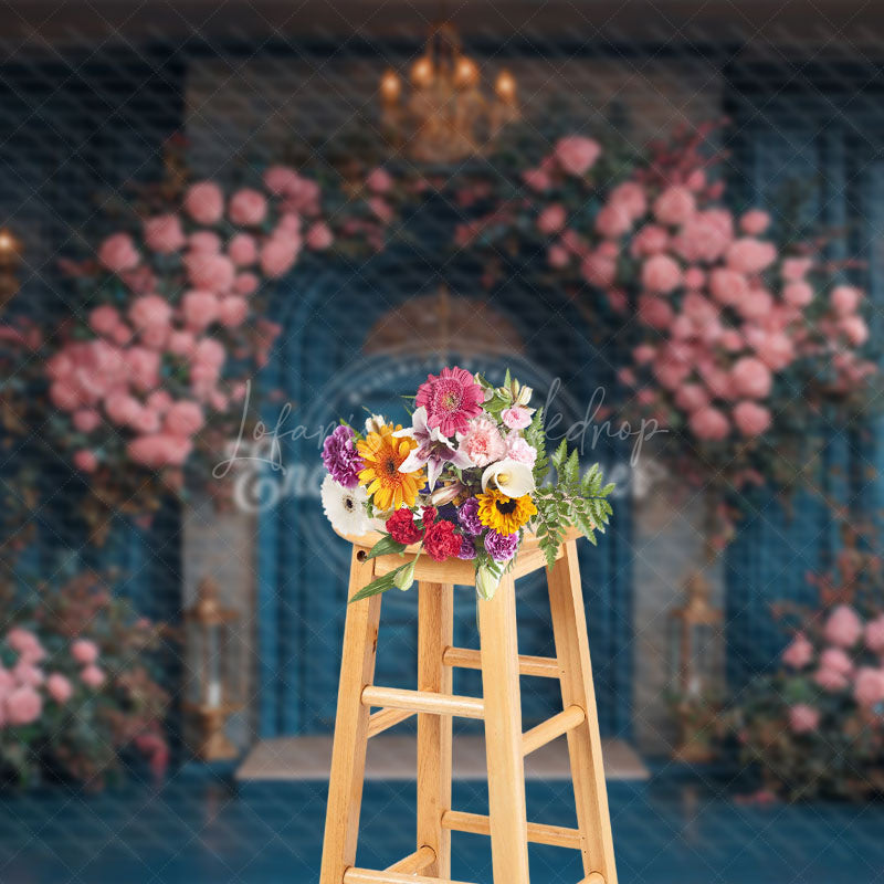 Lofaris Elegant And Floral Arch Door Sweet Wedding Backdrop