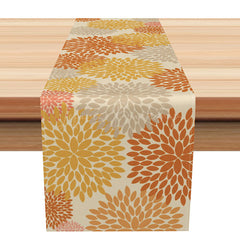 Lofaris Elegant Autumn Leaves Table Runner Repeating Brown Botanical Pattern Rustic Fall or Thanksgiving Kitchen Decor